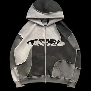 Named Collective Tectonic Full Zip Hoodie in Grey and Black, Size 2XL/3XL
